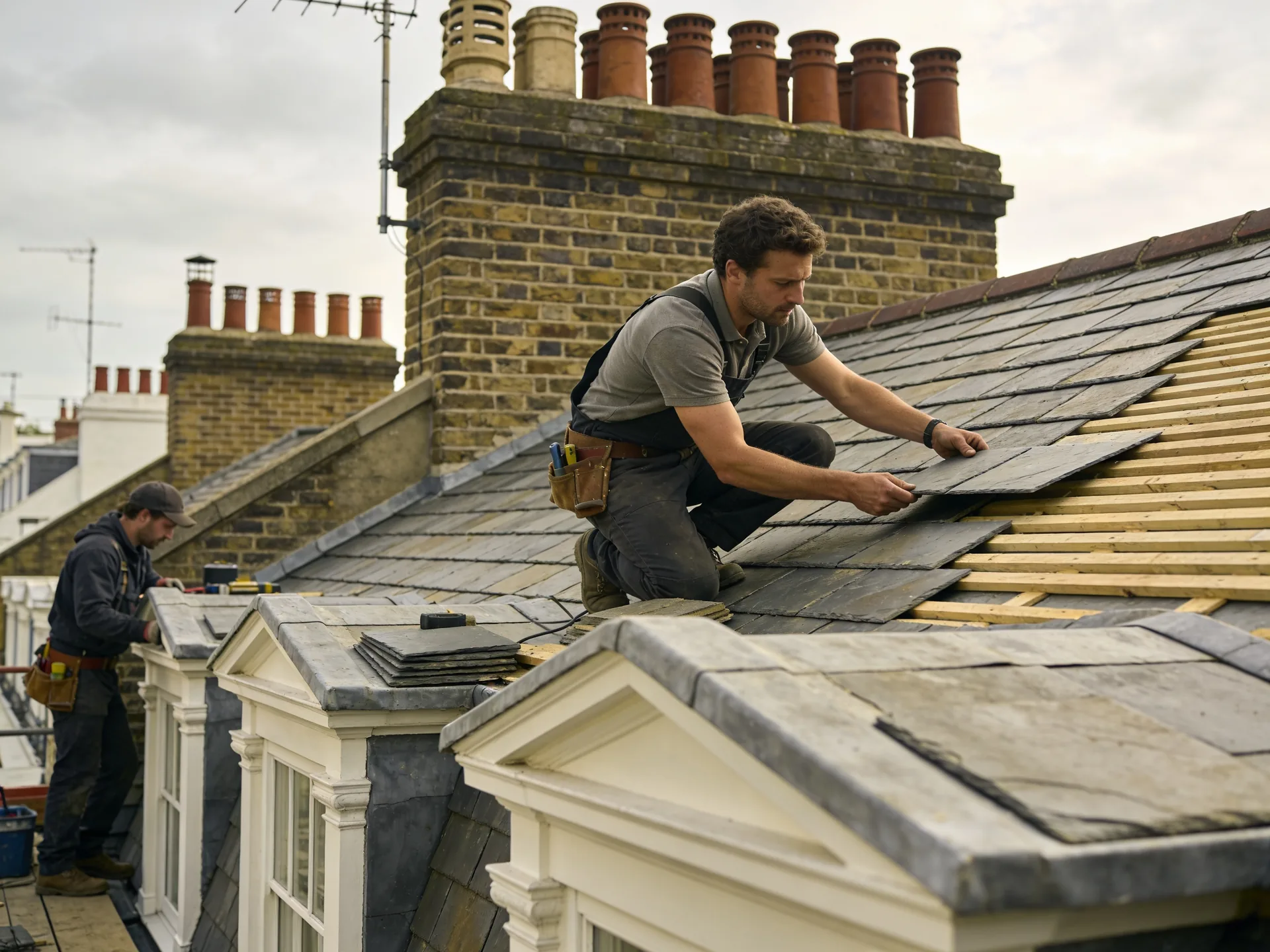 Slate roof restoration — Victorian London townhouse
