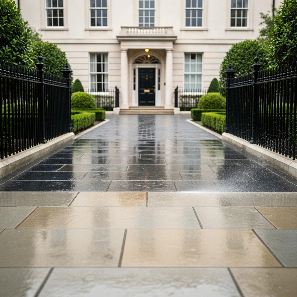 High-pressure cleaning — luxury stone driveway London